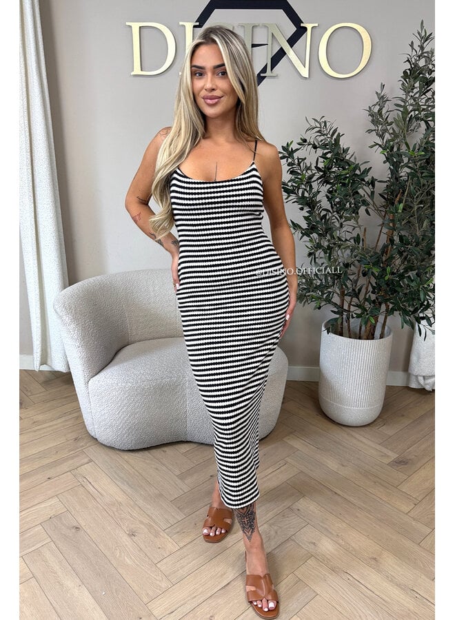 BLACK - 'MARINA STRIPED DRESS' - CLASSY STRIPED SUMMER DRESS