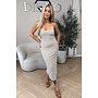 BEIGE - 'MARINA DRESS' - STRETCH STRIPED SUMMER DRESS