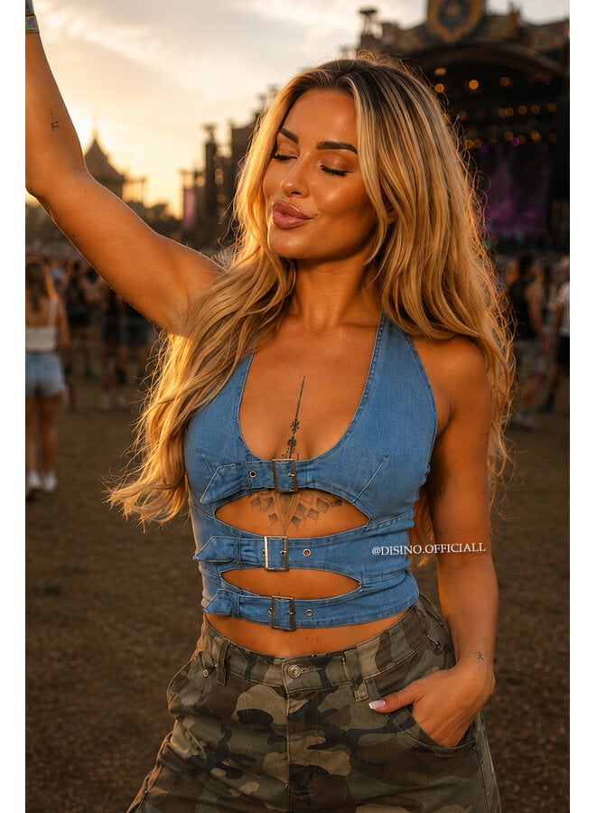 BLUE - 'MINKA FESTIVAL TOP' - FESTIVAL DENIM TOP