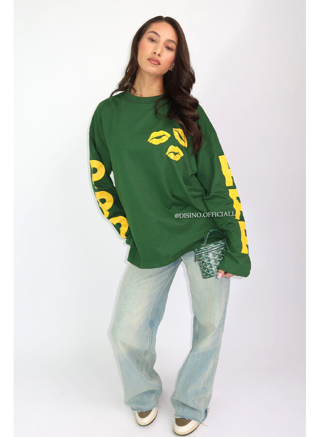 GREEN - 'PPP LONGSLEEVE' - OVERSIZED PRIORITY LONGSLEEVE TEE