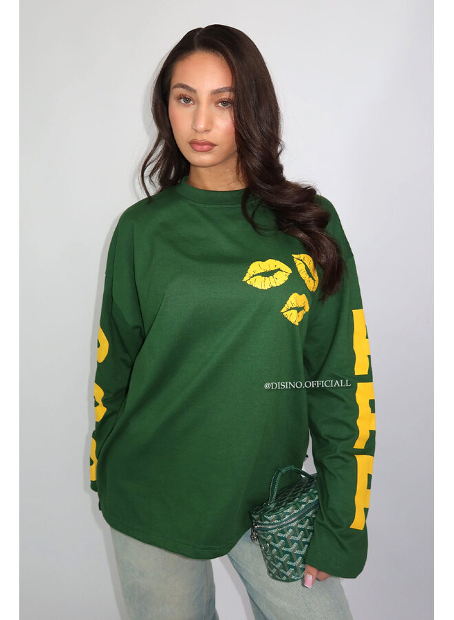 GREEN - 'PPP LONGSLEEVE' - OVERSIZED PRIORITY LONGSLEEVE TEE