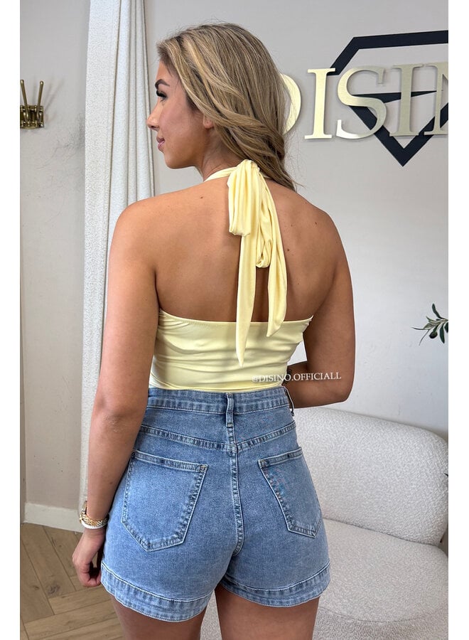 YELLOW - 'ELISA TOP' - OPEN BACK HALTER TOP