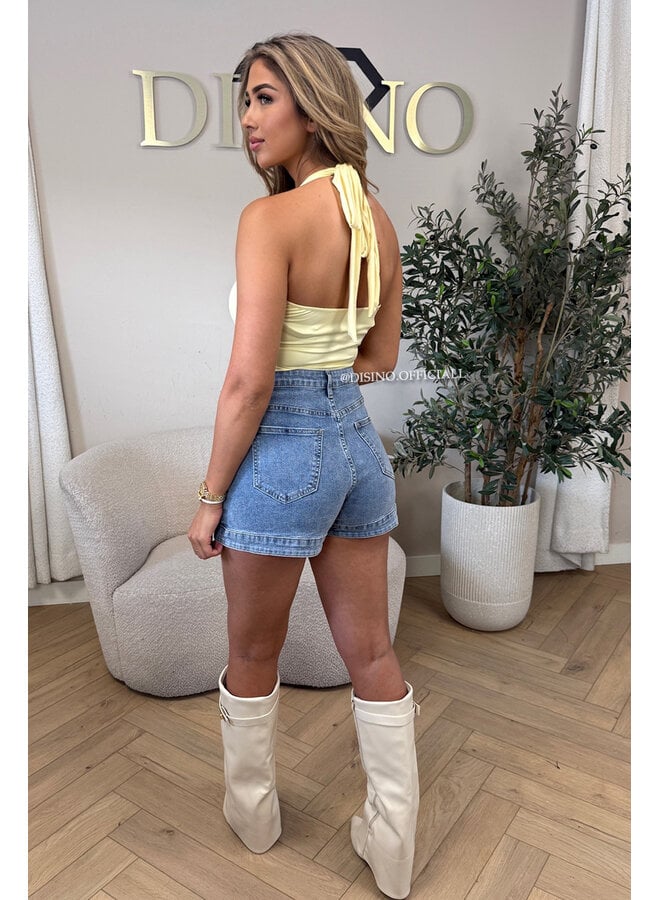 YELLOW - 'ELISA TOP' - OPEN BACK HALTER TOP