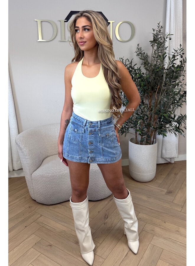 YELLOW - 'ELISA TOP' - OPEN BACK HALTER TOP