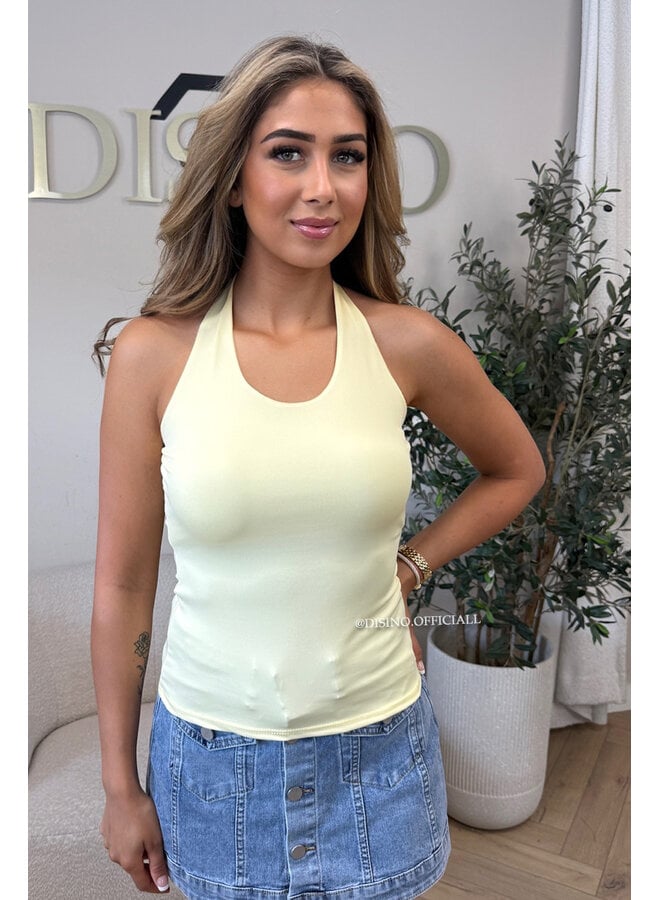YELLOW - 'ELISA TOP' - OPEN BACK HALTER TOP