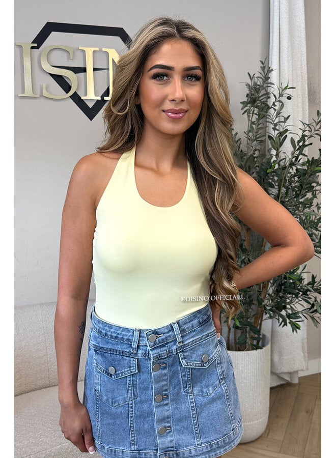 YELLOW - 'ELISA TOP' - OPEN BACK HALTER TOP