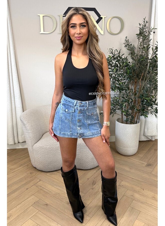 BLACK - 'ELISA TOP' - OPEN BACK HALTER TOP