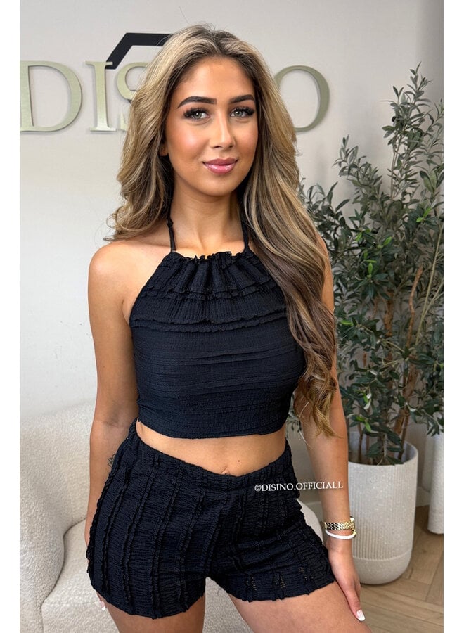 BLACK - 'AVA SET' - SUMMER CROCHET TOP + SHORT SET