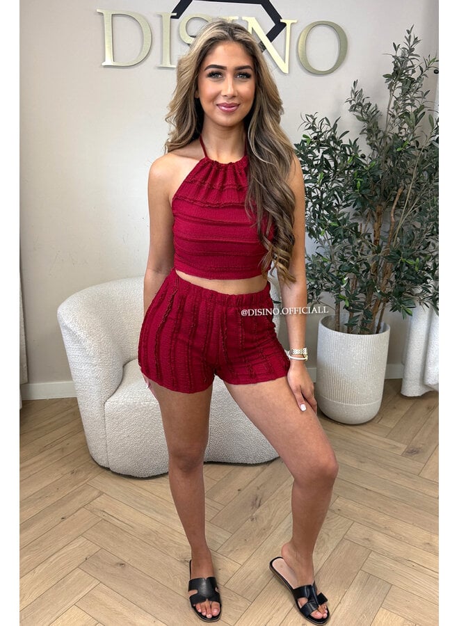 BORDEAUX - 'AVA SET' - SUMMER CROCHET TOP + SHORT SET