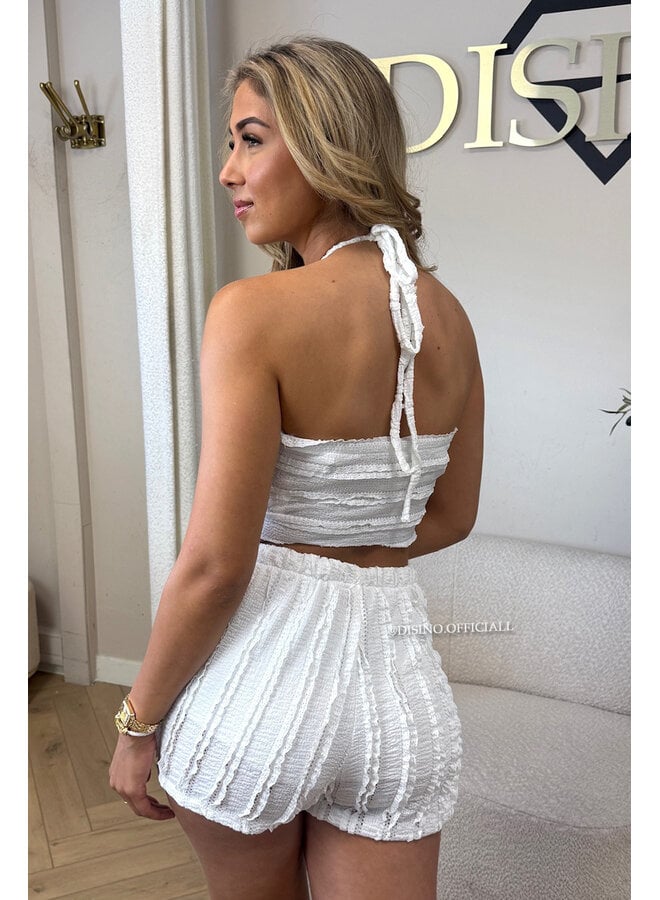WHITE - 'AVA SET' - SUMMER CROCHET TOP + SHORT SET