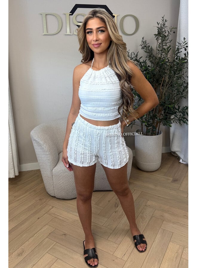 WHITE - 'AVA SET' - SUMMER CROCHET TOP + SHORT SET