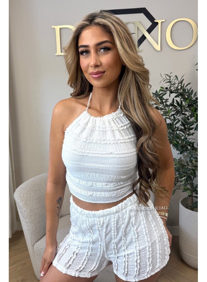 WHITE - 'AVA SET' - SUMMER CROCHET TOP + SHORT SET