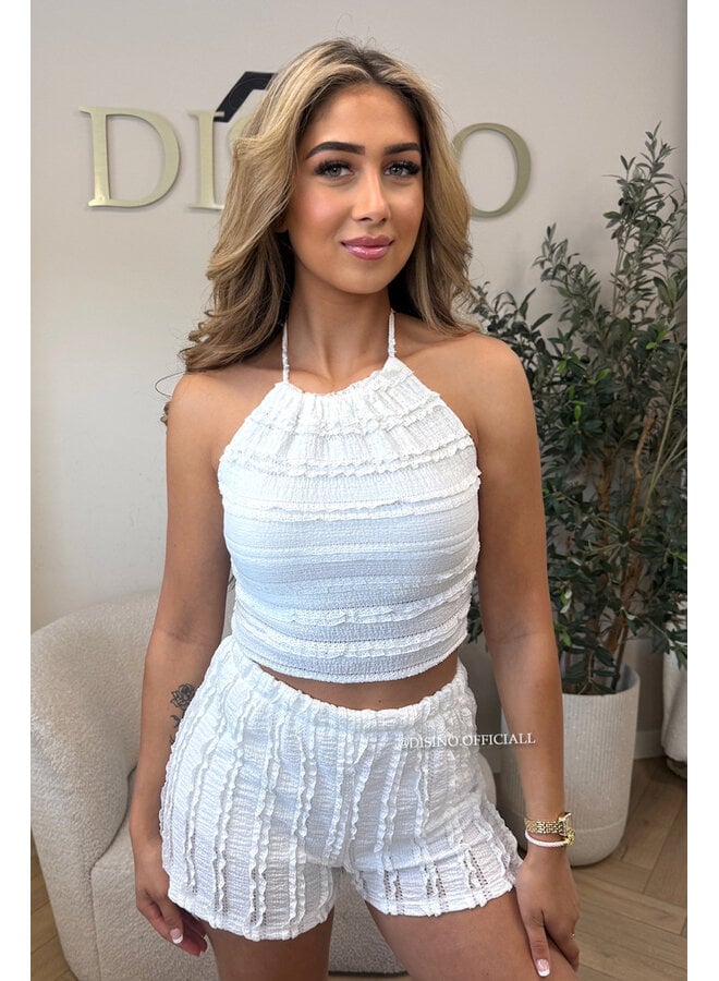 WHITE - 'AVA SET' - SUMMER CROCHET TOP + SHORT SET