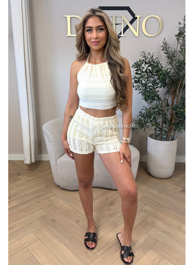 YELLOW - 'AVA SET' - SUMMER CROCHET TOP + SHORT SET