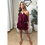 BORDEAUX - 'LUCIA PLAYSUIT' - GOLD BUCKLE RUFFLE PLAYSUIT