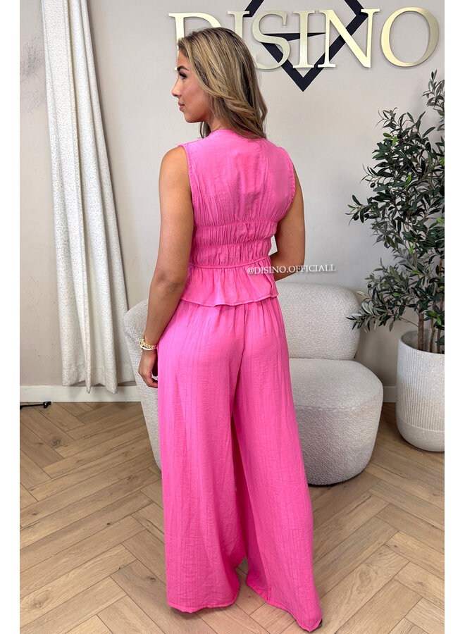 CANDY PINK - 'DELANI SET' - COASTAL CHIC SUMMER TOP + PANTS SET