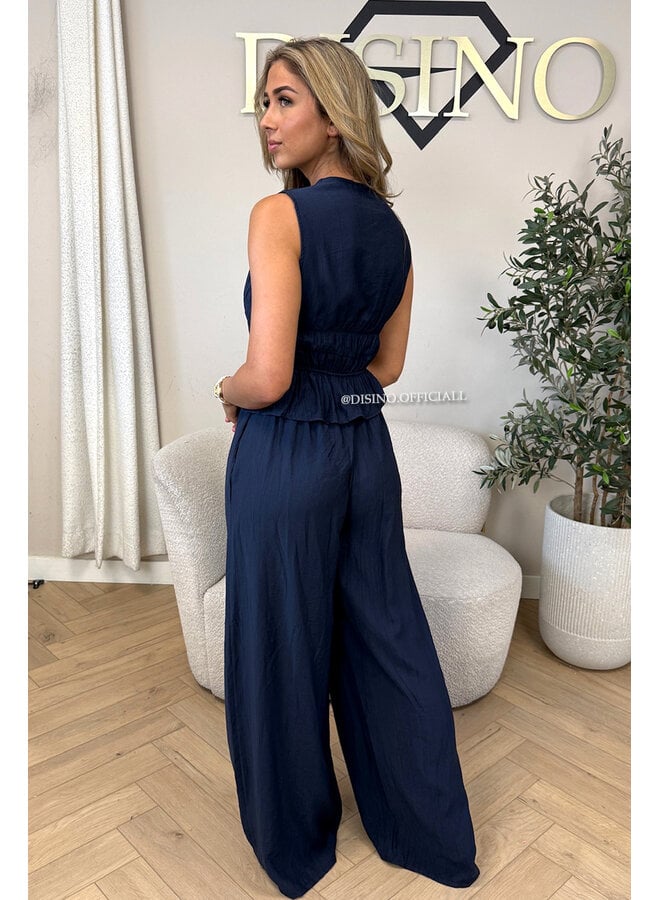 NAVY BLUE - 'DELANI SET' - COASTAL CHIC SUMMER TOP + PANTS SET