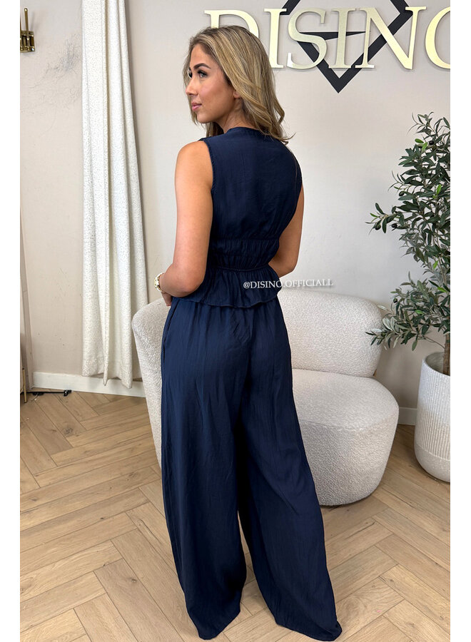 NAVY BLUE - 'DELANI SET' - COASTAL CHIC SUMMER TOP + PANTS SET