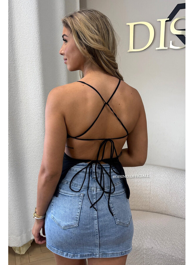 BLACK - 'TARA TOP' - CLASSY OPEN BACK TOP