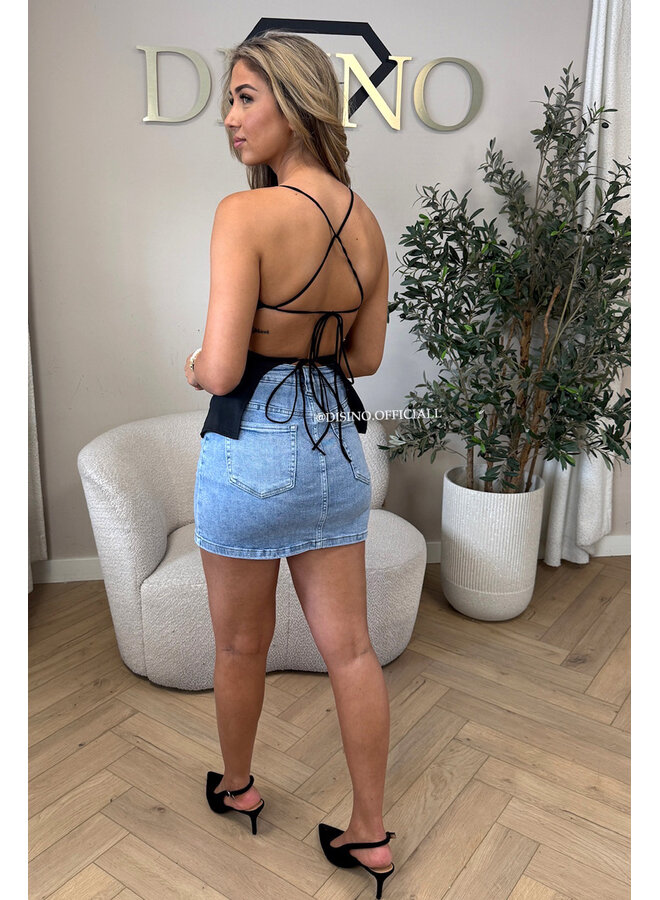 BLACK - 'TARA TOP' - CLASSY OPEN BACK TOP