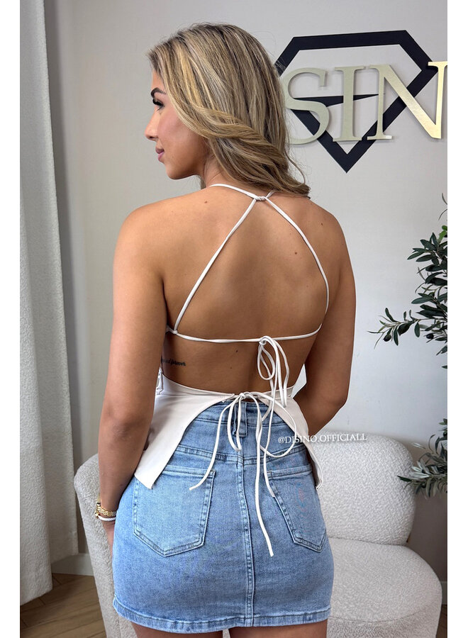 WHITE - 'TARA TOP' - CLASSY OPEN BACK TOP