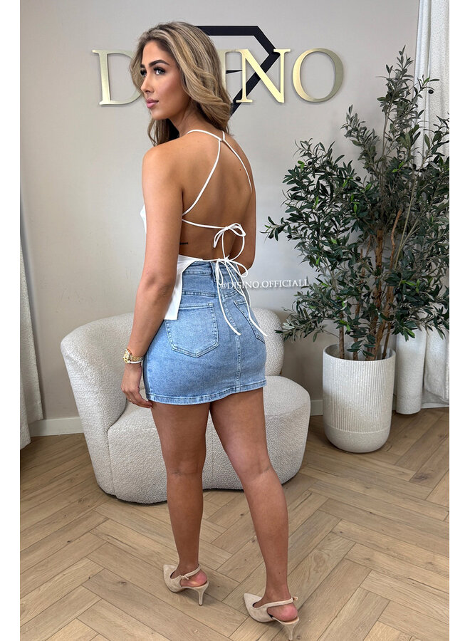 WHITE - 'TARA TOP' - CLASSY OPEN BACK TOP