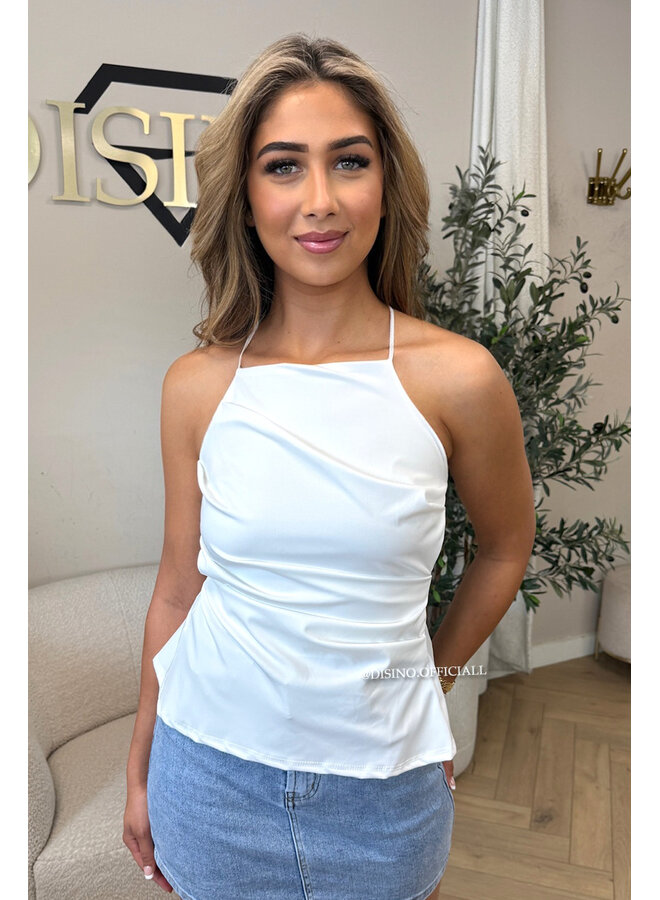 WHITE - 'TARA TOP' - CLASSY OPEN BACK TOP