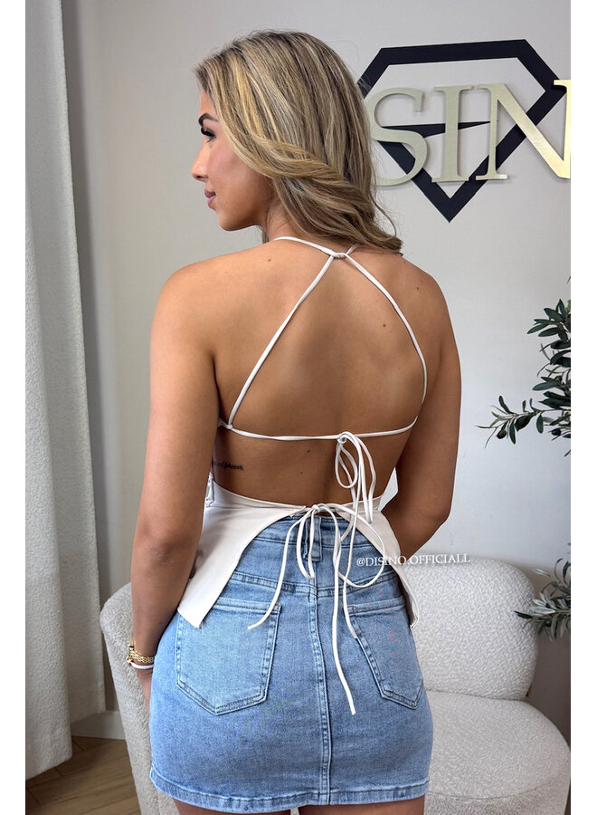 BEIGE - 'TARA TOP' - CLASSY OPEN BACK TOP