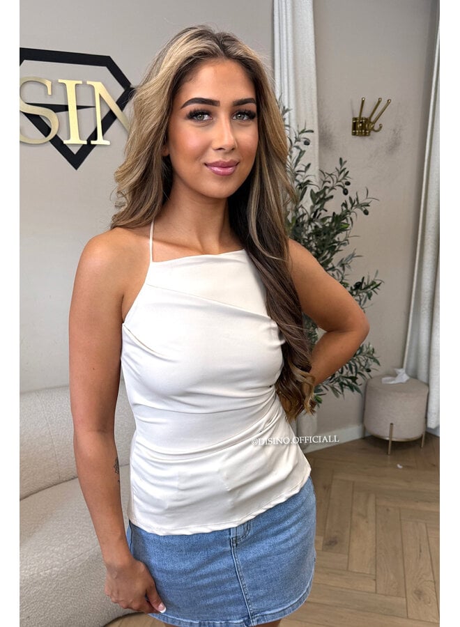 BEIGE - 'TARA TOP' - CLASSY OPEN BACK TOP