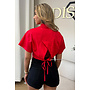 RED - 'CARMEN BLOUSE' - OPEN BACK SHORT SLEEVE SHIRT
