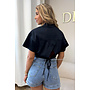 NAVY BLUE - 'CARMEN BLOUSE' - OPEN BACK SHORT SLEEVE SHIRT