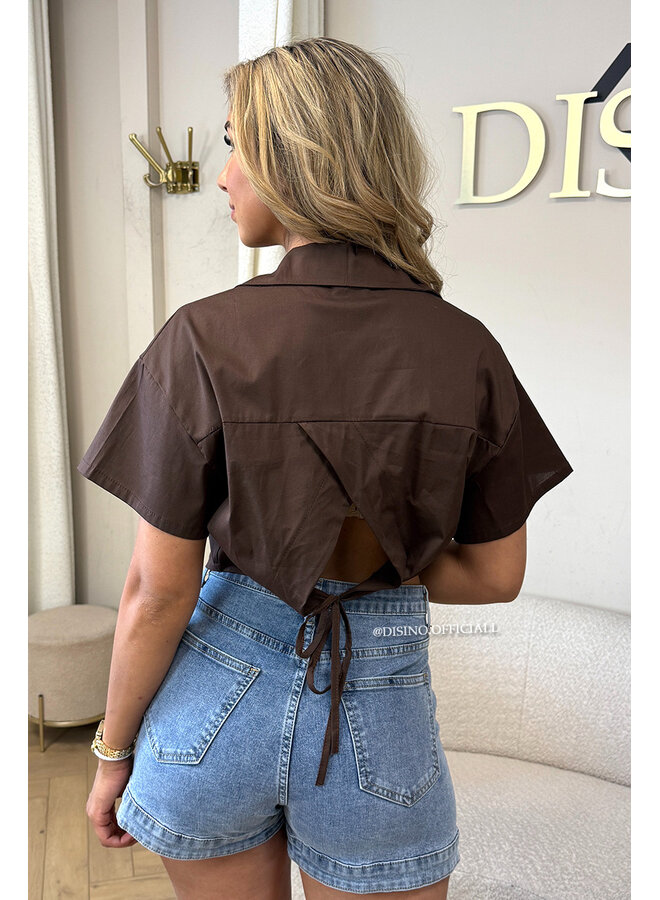CHOCO - 'CARMEN BLOUSE' - OPEN BACK SHORT SLEEVE SHIRT