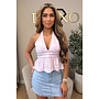 PINK - 'KATIE TOP' - STUDS OPEN BACK RUFFLE TOP