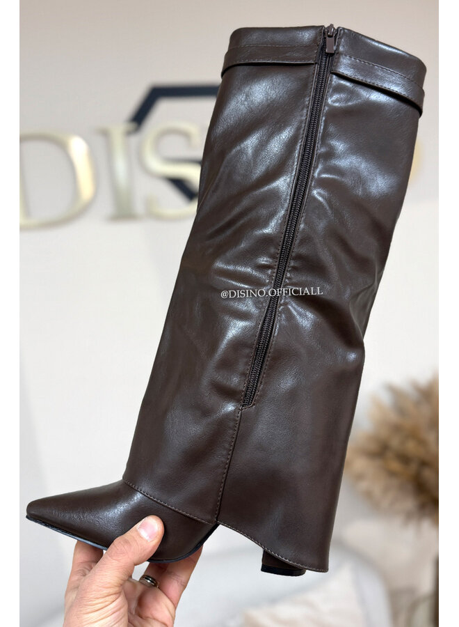 CHOCO - 'LEATHER SHARK BOOTS' - PREMIUM QUALITY PERFECT HIGH HEELS