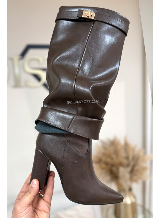 CHOCO - 'LEATHER SHARK BOOTS' - PREMIUM QUALITY PERFECT HIGH HEELS
