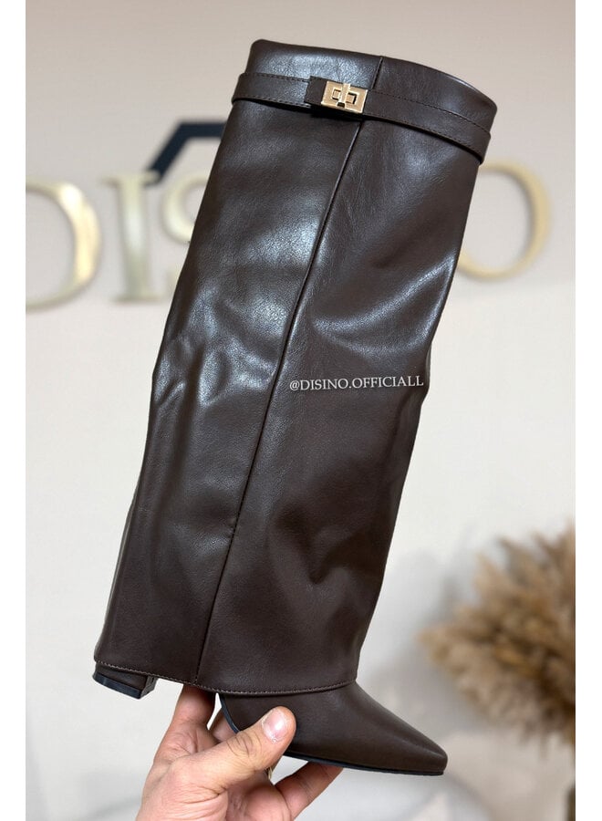 CHOCO - 'LEATHER SHARK BOOTS' - PREMIUM QUALITY PERFECT HIGH HEELS