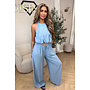 JEANS BLUE - 'ALARA SET' - SUMMER ESCAPE OPEN BACK TOP + PANTS SET