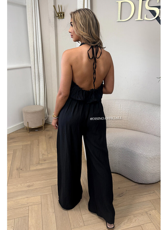 BLACK - 'ALARA SET' - SUMMER ESCAPE OPEN BACK TOP + PANTS SET