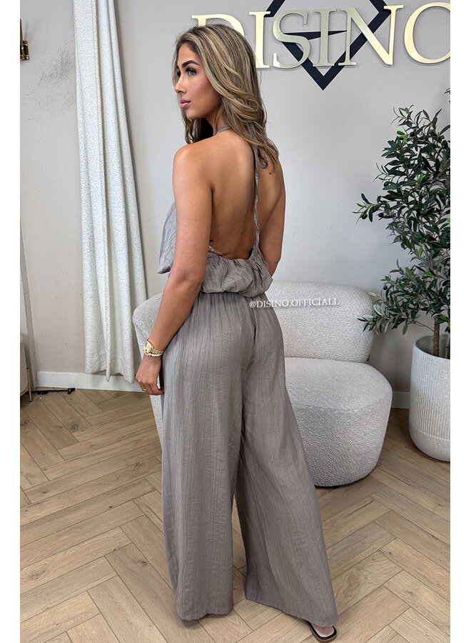 TAUPE - 'ALARA SET' - SUMMER ESCAPE OPEN BACK TOP + PANTS SET