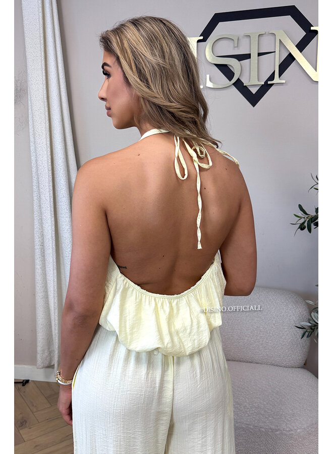 YELLOW - 'ALARA SET' - SUMMER ESCAPE OPEN BACK TOP + PANTS SET