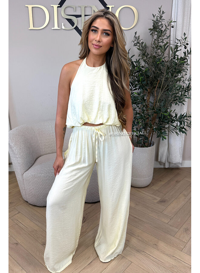 YELLOW - 'ALARA SET' - SUMMER ESCAPE OPEN BACK TOP + PANTS SET