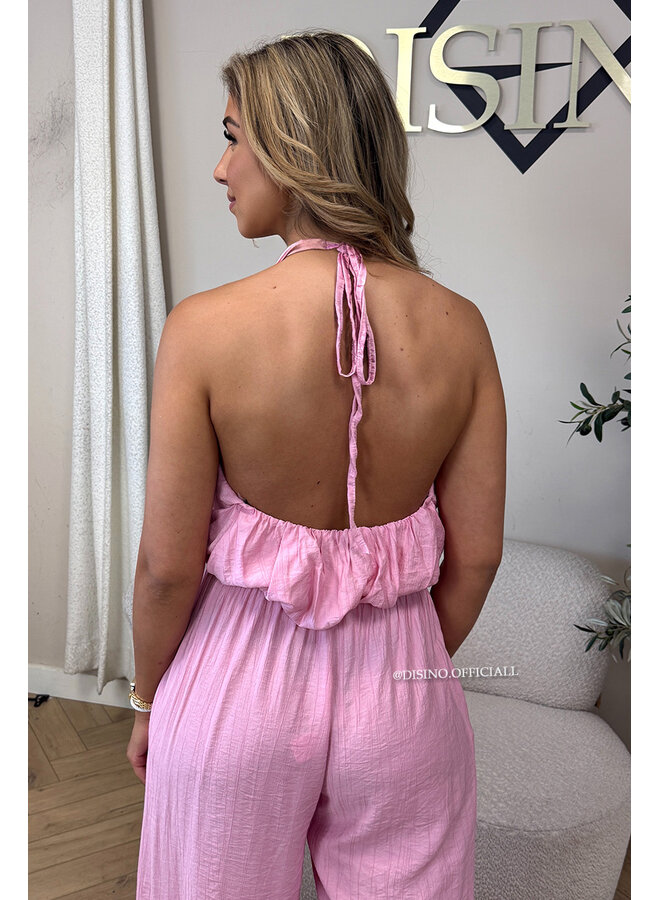 PINK - 'ALARA SET' - SUMMER ESCAPE OPEN BACK TOP + PANTS SET