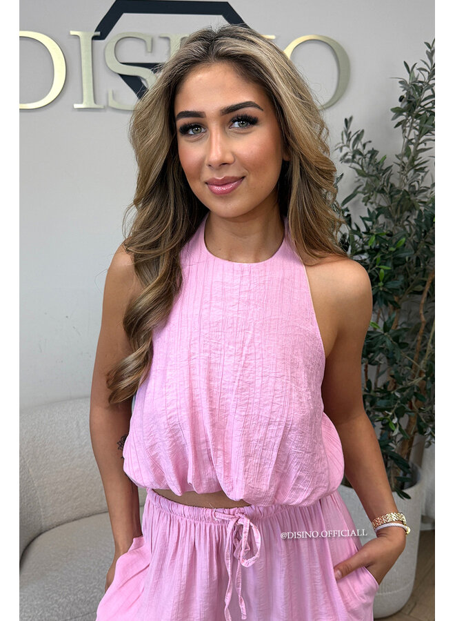 PINK - 'ALARA SET' - SUMMER ESCAPE OPEN BACK TOP + PANTS SET