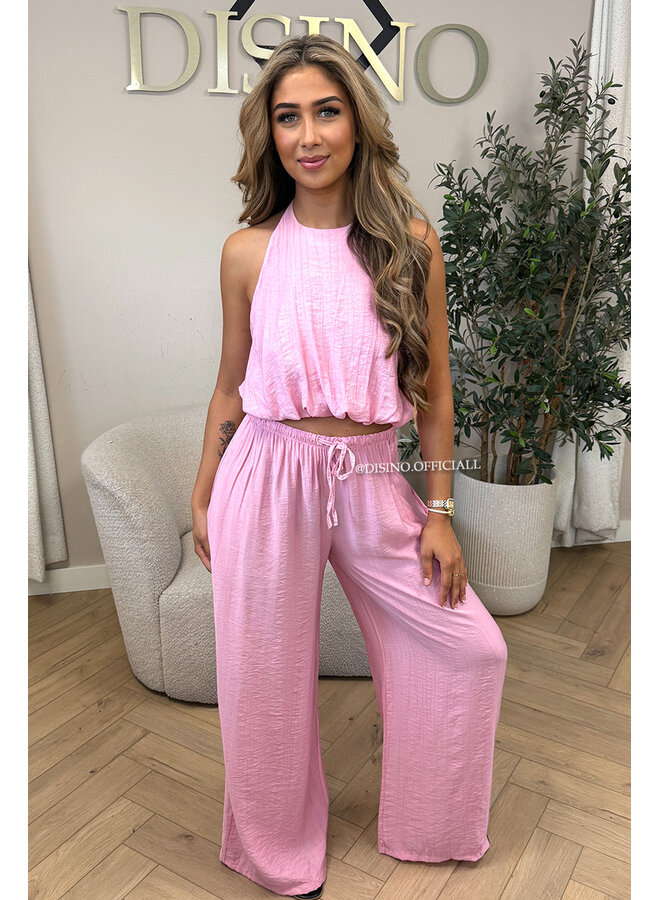 PINK - 'ALARA SET' - SUMMER ESCAPE OPEN BACK TOP + PANTS SET