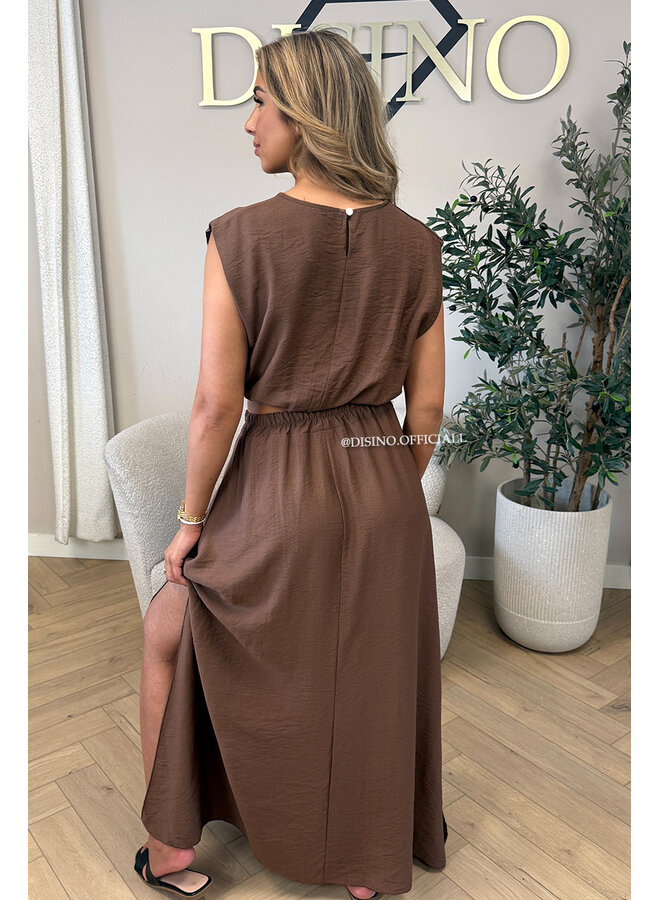 BROWN - 'INEZ SET' - MIDNIGHT OASIS MAXI SKIRT + TOP SET