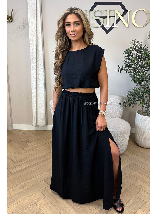 BLACK - 'INEZ SET' - MIDNIGHT OASIS MAXI SKIRT + TOP SET