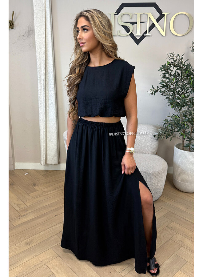 BLACK - 'INEZ SET' - MIDNIGHT OASIS MAXI SKIRT + TOP SET