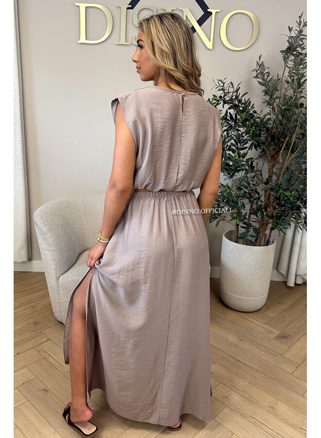 TAUPE - 'INEZ SET' - MIDNIGHT OASIS MAXI SKIRT + TOP SET