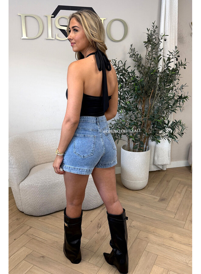 BLUE - 'MARY SKORT' - SUPER STRETCH CARGO DENIM SKORT