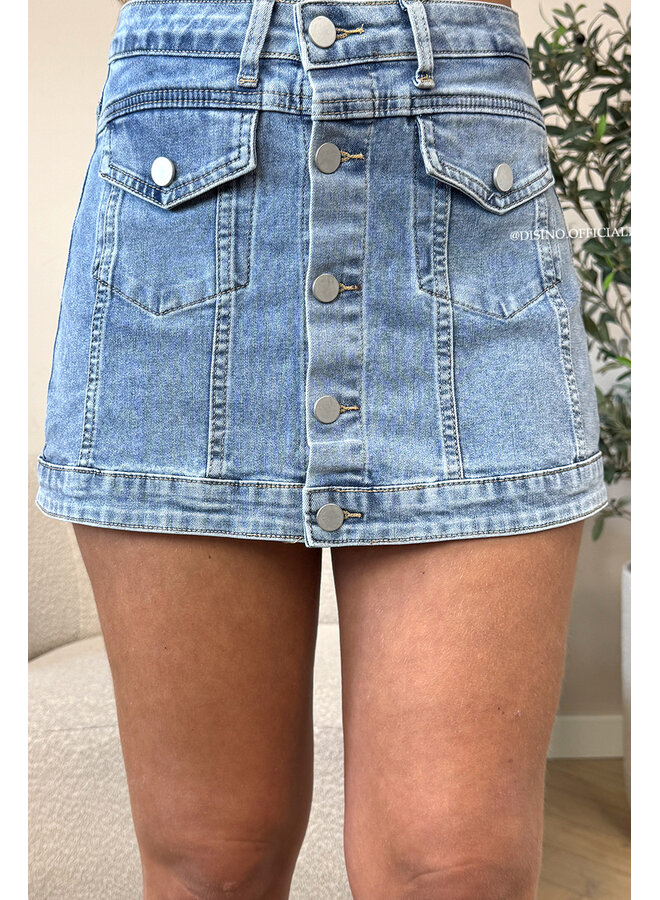 BLUE - 'MARY SKORT' - SUPER STRETCH CARGO DENIM SKORT
